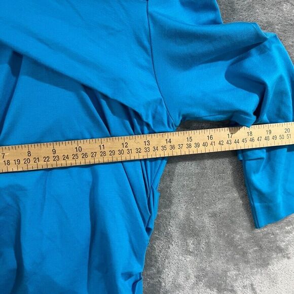 Diane Von Furstenberg Bentley Turquoise Stretch Ruched Faux Wrap Dress Sz M - Picture 7 of 10